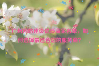 廣州網(wǎng)站建設優(yōu)質(zhì)商家名單，如何選擇最適合您的服務商？