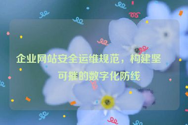 企業(yè)網(wǎng)站安全運維規(guī)范，構(gòu)建堅不可摧的數(shù)字化防線