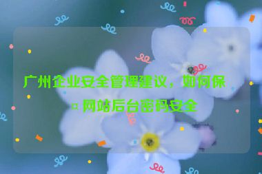 廣州企業(yè)安全管理建議，如何保護網(wǎng)站后臺密碼安全