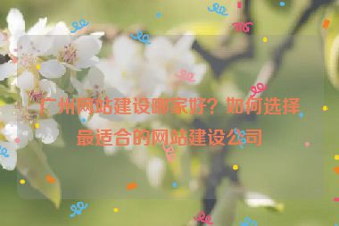 廣州網(wǎng)站建設(shè)哪家好？如何選擇最適合的網(wǎng)站建設(shè)公司