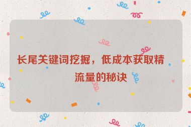 長尾關(guān)鍵詞挖掘，低成本獲取精準(zhǔn)流量的秘訣
