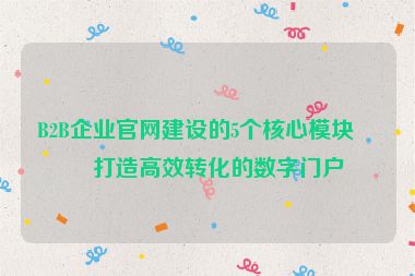 B2B企業(yè)官網(wǎng)建設(shè)的5個(gè)核心模塊，打造高效轉(zhuǎn)化的數(shù)字門戶