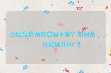 百度競(jìng)價(jià)預(yù)算總是不夠？如何合理分配提升ROI