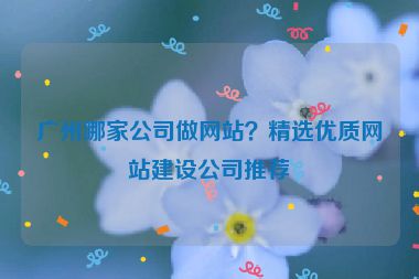 廣州哪家公司做網(wǎng)站？精選優(yōu)質網(wǎng)站建設公司推薦