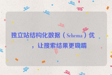 獨立站結(jié)構(gòu)化數(shù)據(jù)（Schema）優(yōu)化，讓搜索結(jié)果更吸睛