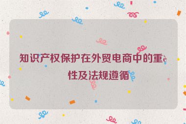 知識(shí)產(chǎn)權(quán)保護(hù)在外貿(mào)電商中的重要性及法規(guī)遵循