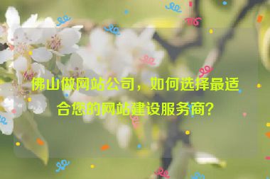 佛山做網(wǎng)站公司，如何選擇最適合您的網(wǎng)站建設(shè)服務(wù)商？