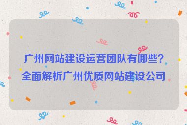 廣州網(wǎng)站建設(shè)運(yùn)營(yíng)團(tuán)隊(duì)有哪些？全面解析廣州優(yōu)質(zhì)網(wǎng)站建設(shè)公司