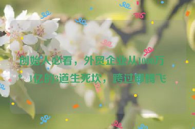 創(chuàng)始人必看，外貿企業(yè)從1000萬到1億的3道生死坎，跨過即騰飛！