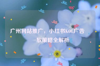 廣州網(wǎng)站推廣，小紅書KOL廣告投放策略全解析