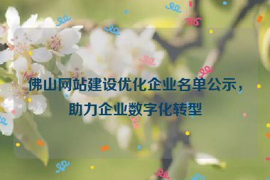 佛山網(wǎng)站建設(shè)優(yōu)化企業(yè)名單公示，助力企業(yè)數(shù)字化轉(zhuǎn)型