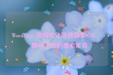 WordPress 如何優(yōu)化語(yǔ)音搜索SEO？擁抱未來(lái)的搜索革命
