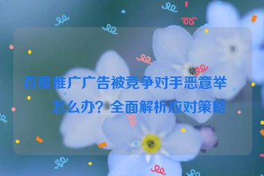 百度推廣廣告被競爭對手惡意舉報怎么辦？全面解析應(yīng)對策略