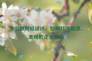 佛山做網(wǎng)站設計，如何打造高效、美觀的企業(yè)網(wǎng)站