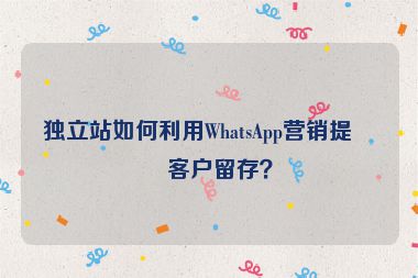 獨立站如何利用WhatsApp營銷提升客戶留存？