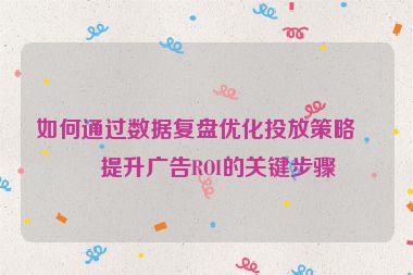 如何通過數(shù)據(jù)復(fù)盤優(yōu)化投放策略？提升廣告ROI的關(guān)鍵步驟