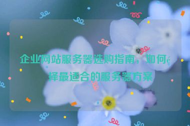 企業(yè)網(wǎng)站服務(wù)器選購(gòu)指南，如何選擇最適合的服務(wù)器方案