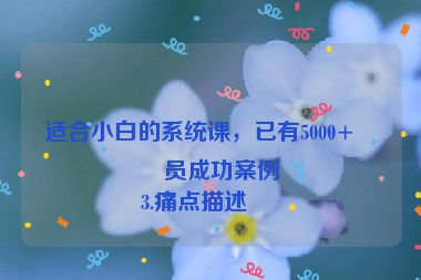 適合小白的系統(tǒng)課，已有5000+學(xué)員成功案例
3.痛點(diǎn)描述