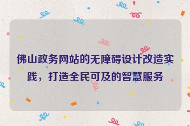 佛山政務(wù)網(wǎng)站的無障礙設(shè)計改造實踐，打造全民可及的智慧服務(wù)