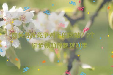 如何分析競(jìng)爭(zhēng)對(duì)手的網(wǎng)站？7個(gè)關(guān)鍵步驟助你超越對(duì)手