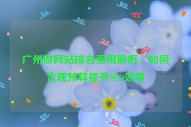 廣州做網(wǎng)站排名費用解析，如何合理預算提升SEO效果