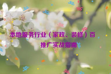 本地服務(wù)行業(yè)（家政、裝修）百度推廣實(shí)戰(zhàn)指南