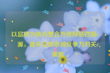 以品牌為核心整合外貿網站營銷資源，提升全球市場競爭力的關鍵策略