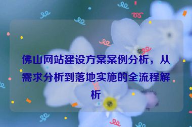 佛山網(wǎng)站建設(shè)方案案例分析，從需求分析到落地實施的全流程解析