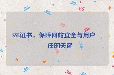 SSL證書，保障網(wǎng)站安全與用戶信任的關(guān)鍵