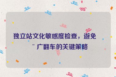 獨(dú)立站文化敏感度檢查，避免推廣翻車的關(guān)鍵策略