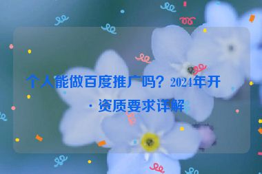 個(gè)人能做百度推廣嗎？2024年開(kāi)戶資質(zhì)要求詳解