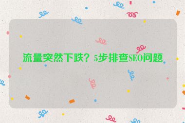 流量突然下跌？5步排查SEO問題