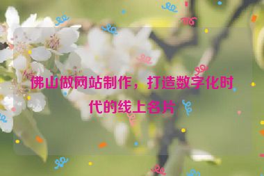 佛山做網(wǎng)站制作，打造數(shù)字化時代的線上名片