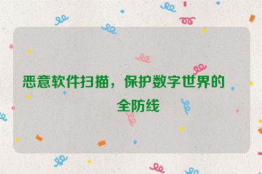 惡意軟件掃描，保護數(shù)字世界的安全防線