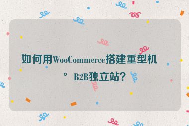 如何用WooCommerce搭建重型機械B2B獨立站？
