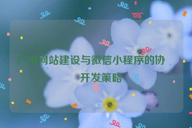 廣州網(wǎng)站建設(shè)與微信小程序的協(xié)同開(kāi)發(fā)策略