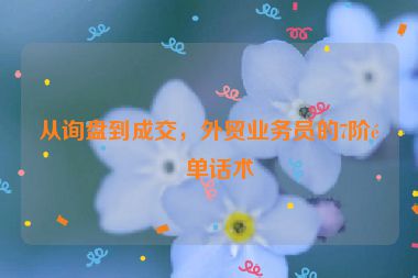 從詢盤到成交，外貿(mào)業(yè)務(wù)員的7階逼單話術(shù)