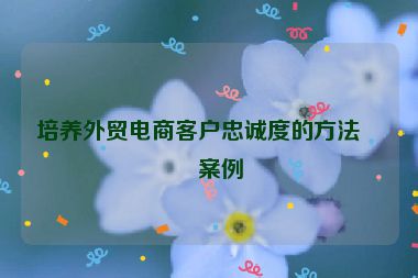 培養(yǎng)外貿(mào)電商客戶忠誠(chéng)度的方法與案例