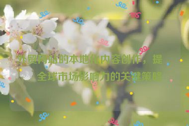 外貿(mào)網(wǎng)站的本地化內(nèi)容創(chuàng)作，提升全球市場(chǎng)影響力的關(guān)鍵策略