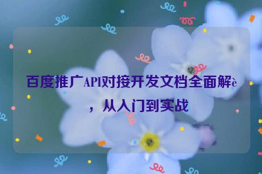 百度推廣API對(duì)接開發(fā)文檔全面解讀，從入門到實(shí)戰(zhàn)