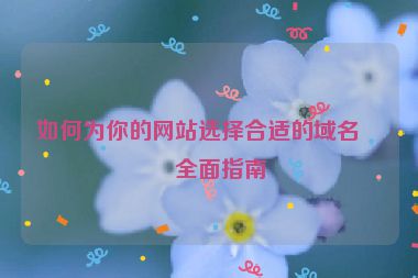 如何為你的網(wǎng)站選擇合適的域名，全面指南