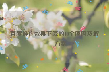 百度推廣效果下降的10個(gè)原因及解決方案
