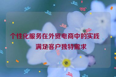 個(gè)性化服務(wù)在外貿(mào)電商中的實(shí)踐，滿足客戶獨(dú)特需求
