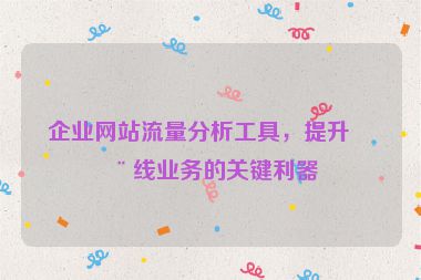 企業(yè)網站流量分析工具，提升在線業(yè)務的關鍵利器