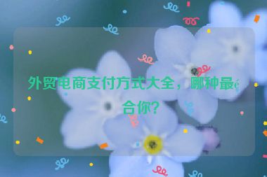 外貿電商支付方式大全，哪種最適合你？