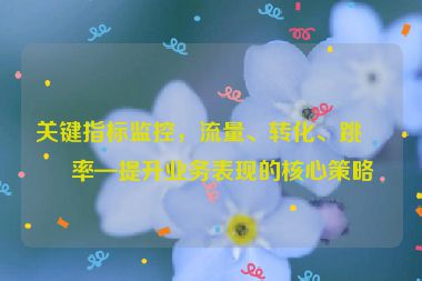 關(guān)鍵指標(biāo)監(jiān)控，流量、轉(zhuǎn)化、跳出率—提升業(yè)務(wù)表現(xiàn)的核心策略