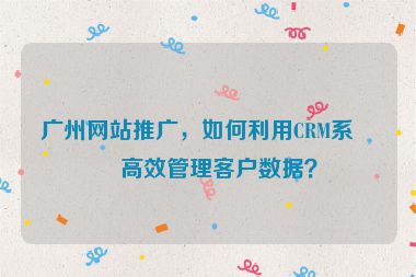 廣州網(wǎng)站推廣，如何利用CRM系統(tǒng)高效管理客戶數(shù)據(jù)？
