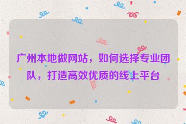 廣州本地做網(wǎng)站，如何選擇專業(yè)團(tuán)隊，打造高效優(yōu)質(zhì)的線上平臺