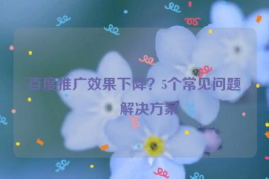 百度推廣效果下降？5個(gè)常見問題及解決方案