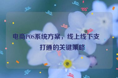 電商POS系統(tǒng)方案，線上線下支付打通的關鍵策略